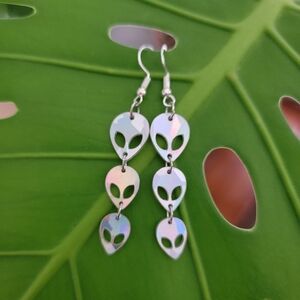 Handmade Alien 3 Tier Dangle Earrings